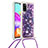 Funda Silicona Carcasa Goma Bling-Bling con Acollador Cordon Lanyard S02 para Samsung Galaxy A41