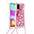 Funda Silicona Carcasa Goma Bling-Bling con Acollador Cordon Lanyard S02 para Samsung Galaxy A41