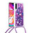 Funda Silicona Carcasa Goma Bling-Bling con Acollador Cordon Lanyard S02 para Samsung Galaxy A70