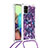 Funda Silicona Carcasa Goma Bling-Bling con Acollador Cordon Lanyard S02 para Samsung Galaxy A71 5G