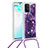 Funda Silicona Carcasa Goma Bling-Bling con Acollador Cordon Lanyard S02 para Samsung Galaxy A91