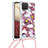 Funda Silicona Carcasa Goma Bling-Bling con Acollador Cordon Lanyard S02 para Samsung Galaxy F12