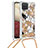 Funda Silicona Carcasa Goma Bling-Bling con Acollador Cordon Lanyard S02 para Samsung Galaxy F12