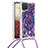 Funda Silicona Carcasa Goma Bling-Bling con Acollador Cordon Lanyard S02 para Samsung Galaxy F12