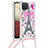 Funda Silicona Carcasa Goma Bling-Bling con Acollador Cordon Lanyard S02 para Samsung Galaxy F12