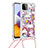 Funda Silicona Carcasa Goma Bling-Bling con Acollador Cordon Lanyard S02 para Samsung Galaxy F42 5G