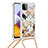 Funda Silicona Carcasa Goma Bling-Bling con Acollador Cordon Lanyard S02 para Samsung Galaxy F42 5G