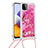 Funda Silicona Carcasa Goma Bling-Bling con Acollador Cordon Lanyard S02 para Samsung Galaxy F42 5G