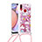 Funda Silicona Carcasa Goma Bling-Bling con Acollador Cordon Lanyard S02 para Samsung Galaxy M01s