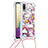 Funda Silicona Carcasa Goma Bling-Bling con Acollador Cordon Lanyard S02 para Samsung Galaxy M02