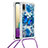 Funda Silicona Carcasa Goma Bling-Bling con Acollador Cordon Lanyard S02 para Samsung Galaxy M02