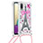 Funda Silicona Carcasa Goma Bling-Bling con Acollador Cordon Lanyard S02 para Samsung Galaxy M02