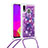 Funda Silicona Carcasa Goma Bling-Bling con Acollador Cordon Lanyard S02 para Samsung Galaxy M10S