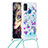 Funda Silicona Carcasa Goma Bling-Bling con Acollador Cordon Lanyard S02 para Samsung Galaxy M21