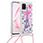 Funda Silicona Carcasa Goma Bling-Bling con Acollador Cordon Lanyard S02 para Samsung Galaxy M60s