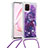 Funda Silicona Carcasa Goma Bling-Bling con Acollador Cordon Lanyard S02 para Samsung Galaxy M60s