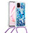 Funda Silicona Carcasa Goma Bling-Bling con Acollador Cordon Lanyard S02 para Samsung Galaxy M60s