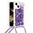 Funda Silicona Carcasa Goma Bling-Bling con Acollador Cordon Lanyard S03 para Apple iPhone 13