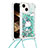 Funda Silicona Carcasa Goma Bling-Bling con Acollador Cordon Lanyard S03 para Apple iPhone 13