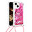 Funda Silicona Carcasa Goma Bling-Bling con Acollador Cordon Lanyard S03 para Apple iPhone 13