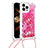 Funda Silicona Carcasa Goma Bling-Bling con Acollador Cordon Lanyard S03 para Apple iPhone 13 Pro