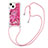 Funda Silicona Carcasa Goma Bling-Bling con Acollador Cordon Lanyard S03 para Apple iPhone 14