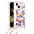 Funda Silicona Carcasa Goma Bling-Bling con Acollador Cordon Lanyard S03 para Apple iPhone 14