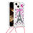 Funda Silicona Carcasa Goma Bling-Bling con Acollador Cordon Lanyard S03 para Apple iPhone 15