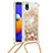 Funda Silicona Carcasa Goma Bling-Bling con Acollador Cordon Lanyard S03 para Samsung Galaxy A01 Core