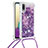 Funda Silicona Carcasa Goma Bling-Bling con Acollador Cordon Lanyard S03 para Samsung Galaxy A02