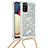 Funda Silicona Carcasa Goma Bling-Bling con Acollador Cordon Lanyard S03 para Samsung Galaxy A02s