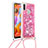 Funda Silicona Carcasa Goma Bling-Bling con Acollador Cordon Lanyard S03 para Samsung Galaxy A11