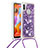 Funda Silicona Carcasa Goma Bling-Bling con Acollador Cordon Lanyard S03 para Samsung Galaxy A11