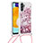 Funda Silicona Carcasa Goma Bling-Bling con Acollador Cordon Lanyard S03 para Samsung Galaxy A13 5G