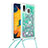 Funda Silicona Carcasa Goma Bling-Bling con Acollador Cordon Lanyard S03 para Samsung Galaxy A20