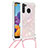 Funda Silicona Carcasa Goma Bling-Bling con Acollador Cordon Lanyard S03 para Samsung Galaxy A21