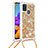 Funda Silicona Carcasa Goma Bling-Bling con Acollador Cordon Lanyard S03 para Samsung Galaxy A21s