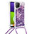 Funda Silicona Carcasa Goma Bling-Bling con Acollador Cordon Lanyard S03 para Samsung Galaxy A22 4G