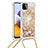 Funda Silicona Carcasa Goma Bling-Bling con Acollador Cordon Lanyard S03 para Samsung Galaxy A22s 5G