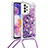 Funda Silicona Carcasa Goma Bling-Bling con Acollador Cordon Lanyard S03 para Samsung Galaxy A23 4G