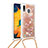 Funda Silicona Carcasa Goma Bling-Bling con Acollador Cordon Lanyard S03 para Samsung Galaxy A30