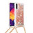 Funda Silicona Carcasa Goma Bling-Bling con Acollador Cordon Lanyard S03 para Samsung Galaxy A30S