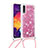 Funda Silicona Carcasa Goma Bling-Bling con Acollador Cordon Lanyard S03 para Samsung Galaxy A30S