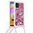 Funda Silicona Carcasa Goma Bling-Bling con Acollador Cordon Lanyard S03 para Samsung Galaxy A31