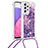 Funda Silicona Carcasa Goma Bling-Bling con Acollador Cordon Lanyard S03 para Samsung Galaxy A33 5G