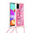 Funda Silicona Carcasa Goma Bling-Bling con Acollador Cordon Lanyard S03 para Samsung Galaxy A41