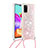 Funda Silicona Carcasa Goma Bling-Bling con Acollador Cordon Lanyard S03 para Samsung Galaxy A41