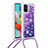 Funda Silicona Carcasa Goma Bling-Bling con Acollador Cordon Lanyard S03 para Samsung Galaxy A51 4G