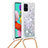 Funda Silicona Carcasa Goma Bling-Bling con Acollador Cordon Lanyard S03 para Samsung Galaxy A51 5G