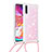 Funda Silicona Carcasa Goma Bling-Bling con Acollador Cordon Lanyard S03 para Samsung Galaxy A70